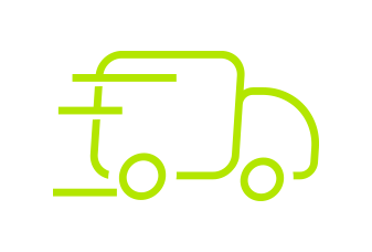 Kobura Shipping icon with a truck speeding to delivery